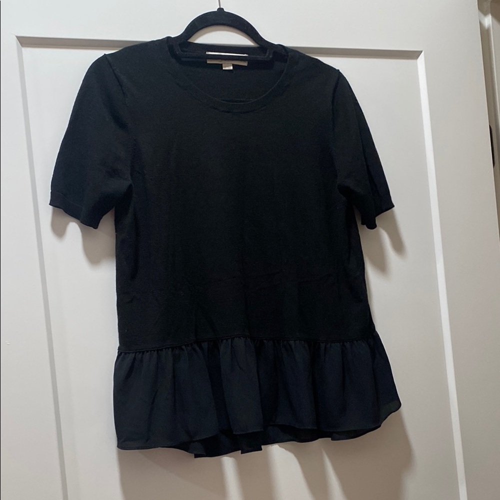 Black Ruffle Hem Top